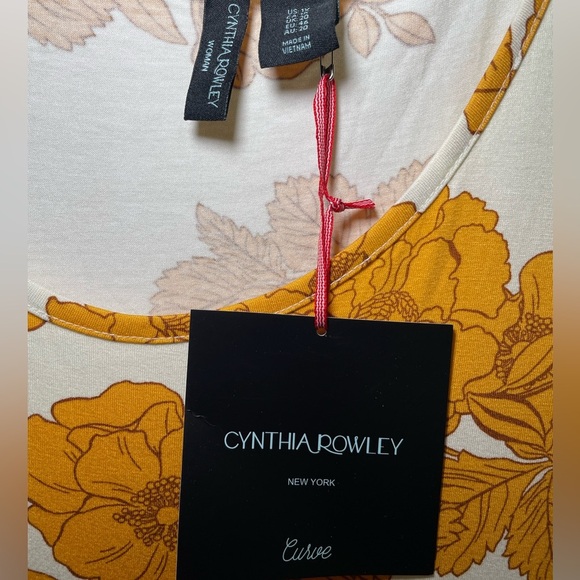 Cynthia Rowley white with yellow floral print sleeveless top sz 1X - Picture 3 of 5